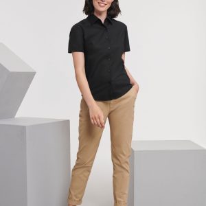 933F Russell Collection Ladies' S/Sleeve Oxford Shirt