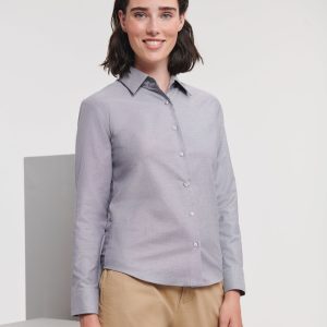 932F Russell Collection Ladies' L/Sleeve Oxford Shirt