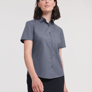 935F Russell Collection Ladies' S/Sleeve Polycotton Shirt