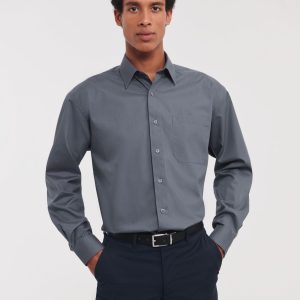 934M Russell Collection Men's L/Sleeve Polycotton Shirt
