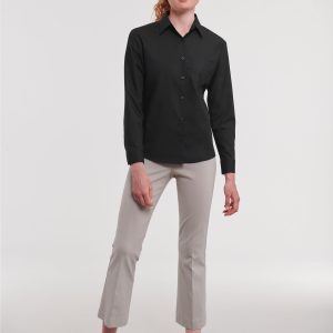 934F Russell Collection Ladies' L/Sleeve Polycotton Shirt
