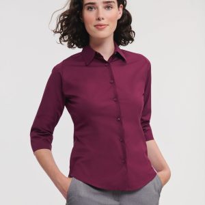 946F Russell Collection Ladies' 3/4 Sleeve Fitted Stretch Shirt