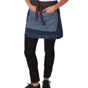 DP103B Dennys Denim Waist Apron with Contrasting Pocke